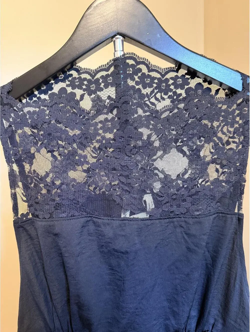 Free People Black Lace Sleeveless Dress XS Boho Sheer Yoke Fit & Flare Midi